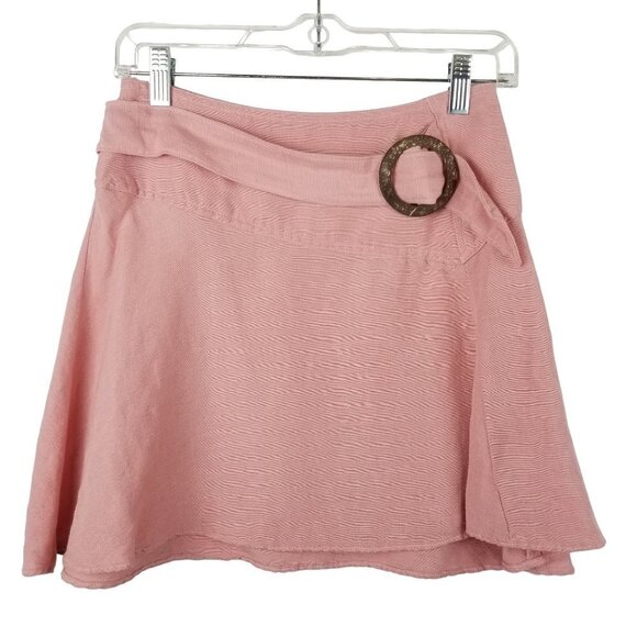 FREE People 0 Pink Higher Ground Linen Blend Flare Mini Skirt - Picture 2 of 11